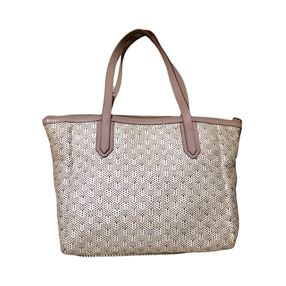Fossil Sydney Tote Bag Floral Beige Shoulder Purse Clean